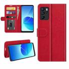 For OPPO Reno6 Z R64 Texture Single Horizontal Flip Protective Case with Holder & Card Slots & Wallet& Photo Frame(Red) - 1