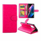 For OPPO Find X3/Find X3 Pro Crazy Horse Texture Leather Horizontal Flip Protective Case with Holder & Card Slots & Wallet & Photo Frame(Magenta) - 1