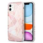 For iPhone 13 Electroplating Matching Marble IMD Four-Corner TPU Shockproof Case(Pink) - 1