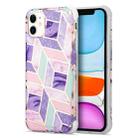 For iPhone 13 mini  Electroplating Matching Marble IMD Four-Corner TPU Shockproof Case(Purple) - 1
