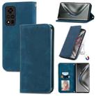 For Honor V40 5G Retro Skin Feel Business Magnetic Horizontal Flip Leather Case with Holder & Card Slots & Wallet & Photo Frame(Blue) - 1