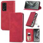 For Honor V40 5G Retro Skin Feel Business Magnetic Horizontal Flip Leather Case with Holder & Card Slots & Wallet & Photo Frame(Red) - 1