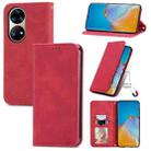 For Honor 50 Pro Retro Skin Feel Business Magnetic Horizontal Flip Leather Case with Holder & Card Slots & Wallet & Photo Frame(Red) - 1