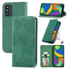 For Samsung Galaxy F52 Retro Skin Feel Business Magnetic Horizontal Flip Leather Case with Holder & Card Slots & Wallet & Photo Frame(Green) - 1