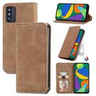 For Samsung Galaxy F52 Retro Skin Feel Business Magnetic Horizontal Flip Leather Case with Holder & Card Slots & Wallet & Photo Frame(Brwon) - 1