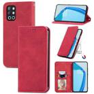 For OnePlus 9R Retro Skin Feel Business Magnetic Horizontal Flip Leather Case with Holder & Card Slots & Wallet & Photo Frame(Red) - 1