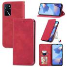 For OPPO A16 Retro Skin Feel Magnetic Horizontal Flip Leather Phone Case(Red) - 1