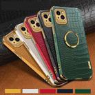 For iPhone 13 Pro Electroplated TPU Crocodile Pattern Leather Case with Ring Holder (Black) - 2