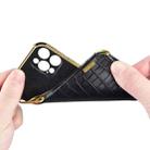 For iPhone 13 Pro Electroplated TPU Crocodile Pattern Leather Case with Ring Holder (Black) - 4