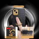 For iPhone 13 Pro Electroplated TPU Crocodile Pattern Leather Case with Ring Holder (Black) - 6