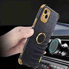 For iPhone 13 Pro Electroplated TPU Crocodile Pattern Leather Case with Ring Holder (Black) - 7