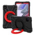 For Galaxy Tab A7 Lite T220/T225 PC + Silicone Shockproof Combination Case with 360 Degree Rotating Holder & Handle(Black+Red) - 1