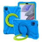 For Galaxy Tab A7 Lite T220/T225 PC + Silicone Shockproof Combination Case with 360 Degree Rotating Holder & Handle(Blue+Grass Green) - 1