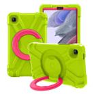 For Galaxy Tab A7 Lite T220/T225 PC + Silicone Shockproof Combination Case with 360 Degree Rotating Holder & Handle(Grass Green+Rose Red) - 1