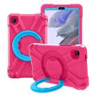 For Galaxy Tab A7 Lite T220/T225 PC + Silicone Shockproof Combination Case with 360 Degree Rotating Holder & Handle(Rose Red+Blue) - 1