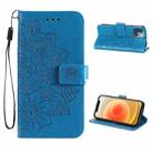 ENKAY Hat-Prince Flower Embossed Horizontal Flip PU Leather Case with Holder & Card Slots & Wallet & Lanyard for iPhone 13(Blue) - 1