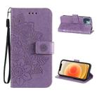 ENKAY Hat-Prince Flower Embossed Horizontal Flip PU Leather Case with Holder & Card Slots & Wallet & Lanyard for iPhone 13(Purple) - 1