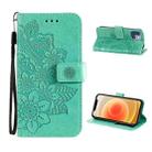 ENKAY Hat-Prince Flower Embossed Horizontal Flip PU Leather Case with Holder & Card Slots & Wallet & Lanyard for iPhone 13 mini(Green) - 1