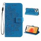 ENKAY Hat-Prince Flower Embossed Horizontal Flip PU Leather Case with Holder & Card Slots & Wallet & Lanyard for iPhone 13 Pro(Blue) - 1