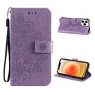 ENKAY Hat-Prince Flower Embossed Horizontal Flip PU Leather Case with Holder & Card Slots & Wallet & Lanyard for iPhone 13 Pro Max(Purple) - 1