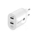 40W Dual Port PD / Type-C Fast Charger for iPhone / iPad Series, EU Plug(White) - 1