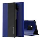 For Huawei Mate 20 Side Electroplated Dormant Ultra-Thin Horizontal Flip Leather Case with Holder(Dark Blue) - 1