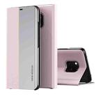 For Huawei Mate 20 Pro Side Electroplated Dormant Ultra-Thin Horizontal Flip Leather Case with Holder(Pink) - 1