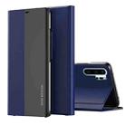 For Huawei P30 Pro Side Electroplated Dormant Ultra-Thin Horizontal Flip Leather Case with Holder(Dark Blue) - 1