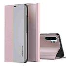 For Huawei P30 Pro Side Electroplated Dormant Ultra-Thin Horizontal Flip Leather Case with Holder(Pink) - 1