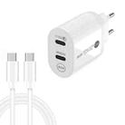 40W Dual Port PD / Type-C Fast Charger with Type-C to Type-C Data Cable, EU Plug(White) - 1