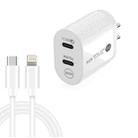 40W Dual Port PD / Type-C Fast Charger with Type-C to 8 Pin Data Cable, US Plug(White) - 1