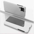 For Samsung Galaxy A22 4G Plated Mirror Horizontal Flip Leather Case with Holder(Silver) - 1