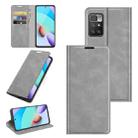 For Xiaomi Redmi 10 Retro-skin Business Magnetic Suction Leather Case with Holder & Card Slots & Wallet(Grey) - 1