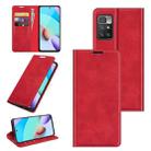 For Xiaomi Redmi 10 Retro-skin Business Magnetic Suction Leather Case with Holder & Card Slots & Wallet(Red) - 1