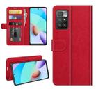 For Xiaomi Redmi 10 R64 Texture Single Horizontal Flip Protective Case with Holder & Card Slots & Wallet& Photo Frame(Red) - 1