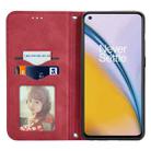 For OnePlus Nord 2 Retro Skin Feel Business Magnetic Horizontal Flip Leather Case with Holder & Card Slots & Wallet & Photo Frame(Red) - 3