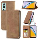 For OnePlus Nord 2 Retro Skin Feel Business Magnetic Horizontal Flip Leather Case with Holder & Card Slots & Wallet & Photo Frame(Brwon) - 1