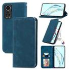 For ZTE Axon 30 5G Retro Skin Feel Business Magnetic Horizontal Flip Leather Case with Holder & Card Slots & Wallet & Photo Frame(Blue) - 1