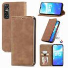 For vivo S7 E Retro Skin Feel Business Magnetic Horizontal Flip Leather Case with Holder & Card Slots & Wallet & Photo Frame(Brwon) - 1