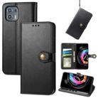 For Motorola Edge 20 Lite Solid Color Leather Buckle Phone Case with Lanyard & Photo Frame & Card Slot & Wallet & Stand Function(Black) - 1