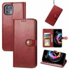 For Motorola Edge 20 Lite Solid Color Leather Buckle Phone Case with Lanyard & Photo Frame & Card Slot & Wallet & Stand Function(Red) - 1