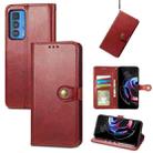 For Motorola Edge 20 Pro Solid Color Leather Buckle Phone Case with Lanyard & Photo Frame & Card Slot & Wallet & Stand Function(Red) - 1