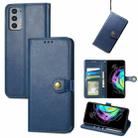 For Motorola Edge 20 Solid Color Leather Buckle Phone Case with Lanyard & Photo Frame & Card Slot & Wallet & Stand Function(Blue) - 1
