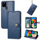 For Google Pixel 5a 5G Solid Color Leather Buckle Phone Case with Lanyard & Photo Frame & Card Slot & Wallet & Stand Function(Blue) - 1