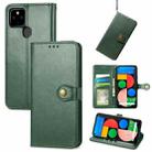 For Google Pixel 5a 5G Solid Color Leather Buckle Phone Case with Lanyard & Photo Frame & Card Slot & Wallet & Stand Function(Green) - 1