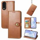 For Huawei Nova 8 SE Youth Solid Color Leather Buckle Phone Case with Lanyard & Photo Frame & Card Slot & Wallet & Stand Function(Brwon) - 1