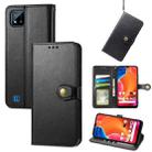 For OPPO Realme C20 Solid Color Leather Buckle Phone Case with Lanyard & Photo Frame & Card Slot & Wallet & Stand Function(Black) - 1