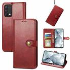 For OPPO Realme GT Master Solid Color Leather Buckle Phone Case with Lanyard & Photo Frame & Card Slot & Wallet & Stand Function(Red) - 1