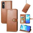 For vivo S7e Solid Color Leather Buckle Phone Case (Brwon) - 1