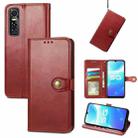 For vivo S7e Solid Color Leather Buckle Phone Case (Red) - 1